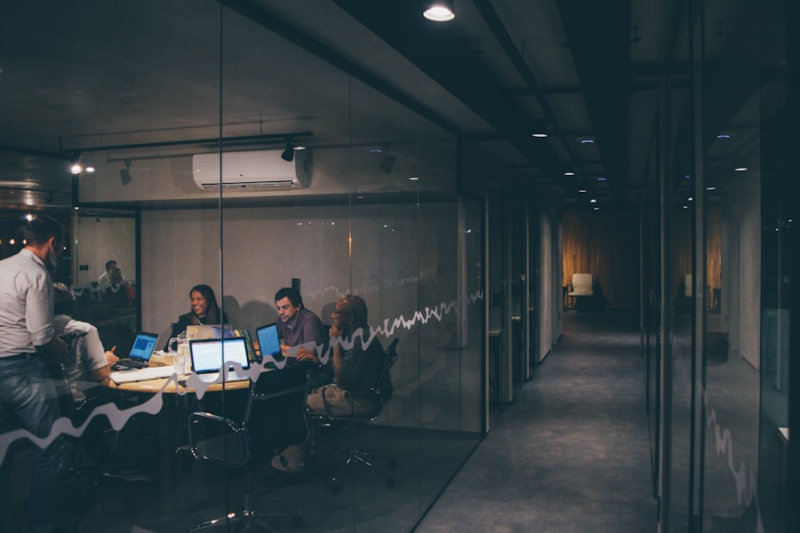 Team reviewing operational data in a meeting room